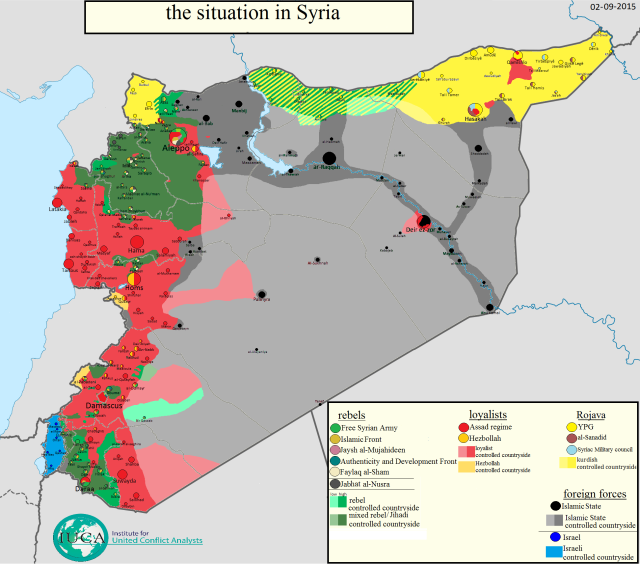 Situación en Siria al día 2 de septiembre. Elaborado por Thomas van Linge.